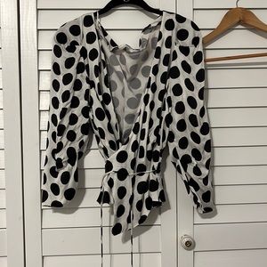 Zara Polka Dot Wrap Blouse